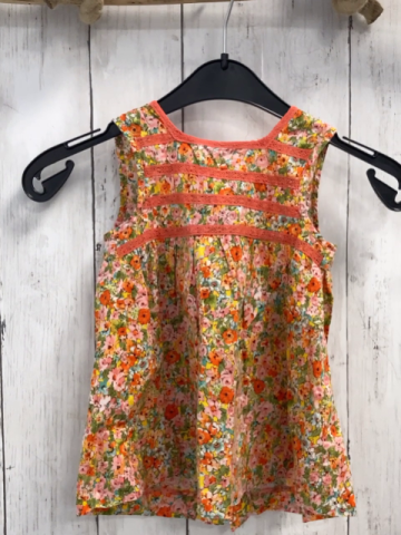 Zara  Kleid  Gr. 68  orange rosa hellgrün gelbeBlumen hellrote Borten 