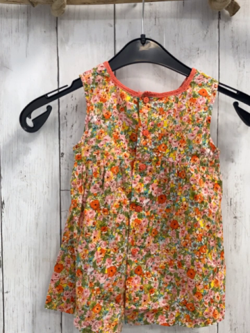 Zara  Kleid  Gr. 68  orange rosa hellgrün gelbeBlumen hellrote Borten 