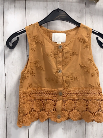 Zara  Sommerbluse  Gr. 152  ocker bestickt Häkaleaum mit Blumen 