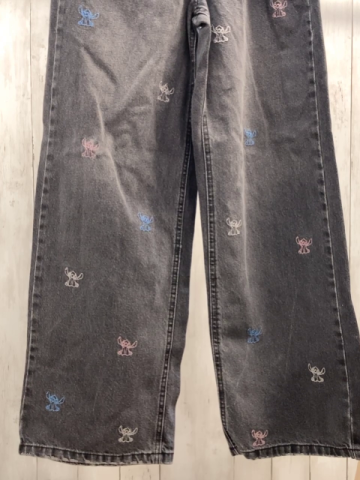 Zara  Hose  Gr. 158/164  grau Jeans bestickt Stitch Bund verstellbar 