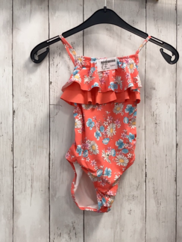 Zara  Badeanzug  Gr. 122  hellrot Rüschen Blumen 