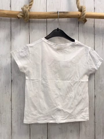 Zara  T-Shirt  Gr. 116  weiß Pailettenvogel Schrift 