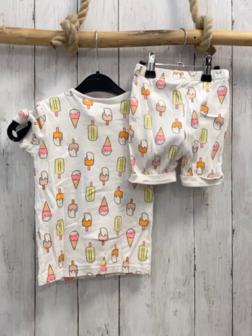 2tlg Zara  T-Shirt + Shorts  Gr. 110  weiß buntes Eis 