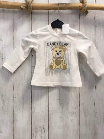 Funky  Langarmshirt  Gr. 74  weiß Bild mit Bär + silber Steinen 