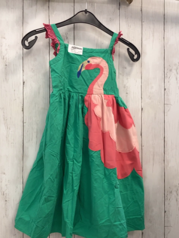 Mini Boden  Kleid  Gr. 122  grün + pink rosa Flamingo 