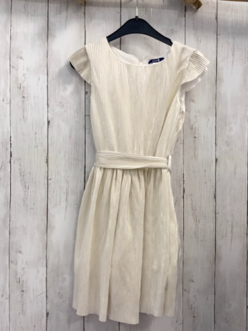 Okaidi  Kleid  Gr. 128  weß goldene Glitzerstreifen Gürtelband 