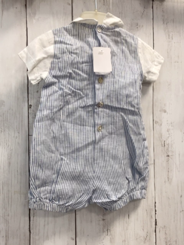 Il Fugoa  Playsuit  Gr. 62  weiß + hellblaue Streifen Kragen 