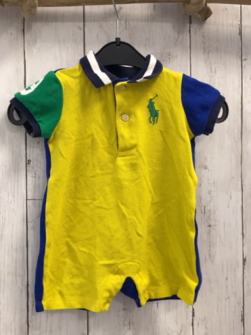 Ralph Lauren  Playsuit  Gr. 68  gelb blau grün Polokragen 