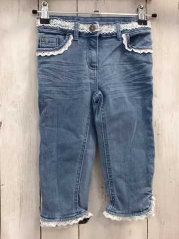   Caprihose  Gr. 110  blau jeans weiße Borte 