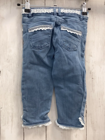   Caprihose  Gr. 110  blau jeans weiße Borte 