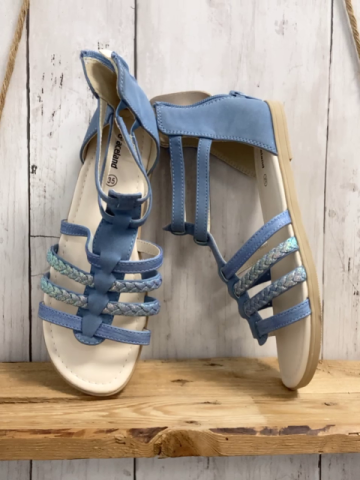 neu Sandalen Gr. 35  blau Riemchen mit Glitzer