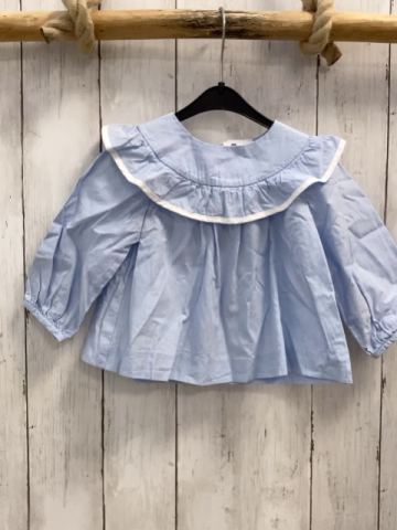 Jacadi Bluse Gr. 80  hellblau großer Kragen weißer Bund