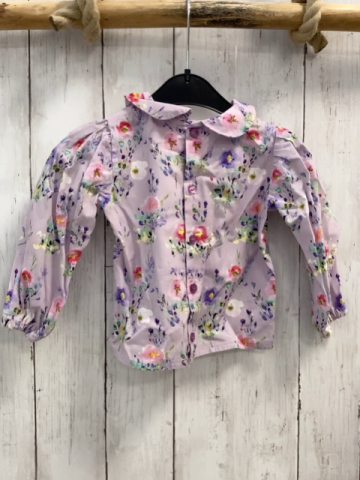 Bluse Gr. 74  flieder Blumen großer Kragen