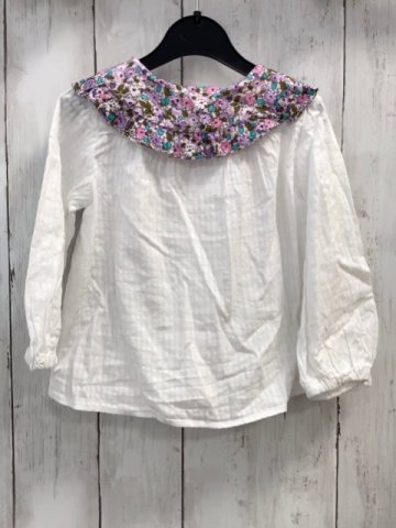 zara Bluse Gr. 92  weiß musslin großer Kragen Blumen