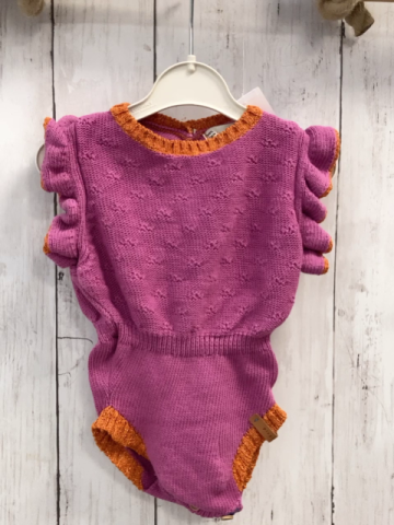 Piupiuchick Playsuit Gr. 56  beerenton Strick goldener Glitzerbund