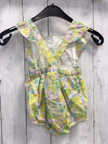 Jacadi Playsuit Gr. 80  weiß gelb grün Blumen