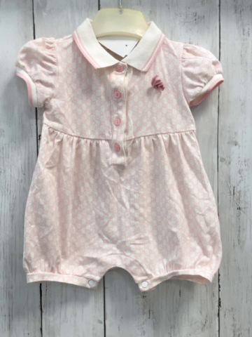 Gucci Playsuit Gr. 68  weiß rosa Muster Kragen