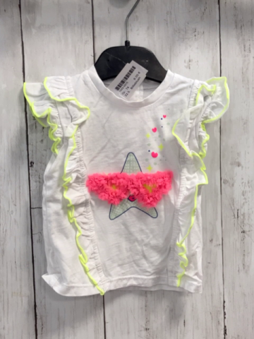 Billieblush T-Shirt Gr. 74  weiß Rüschen gelber Bund Stern pink Brille