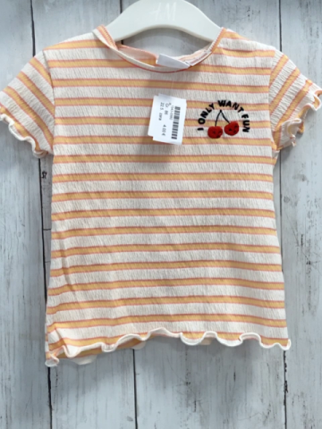 zara T-Shirt Gr. 86  weiß orange pink Streifen