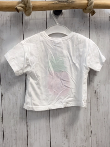 zara T-Shirt Gr. 80  weiß pink grüne Ananas schawarze Schrift kurz geschnitten