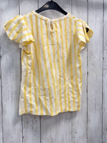  T-Shirt Gr. 134  gelb weiß Streifen Rüsschenärmel