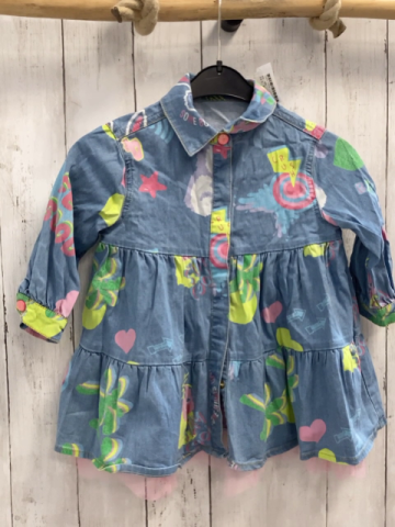 Billieblush Kleid Gr. 86  blau Jeans bunte Motive