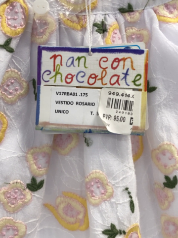 neu pan con Chocolate Kleid Gr. 68  weiß grüne Schleifen an den Schultern Stickerei