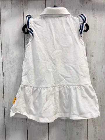 Steiff Kleid Gr. 86  weiß Kragen blaue Streifen an den Ärmeln