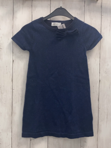 H&M  Kleid  Gr. 110  blau+ Glitzer Strick Schleife 