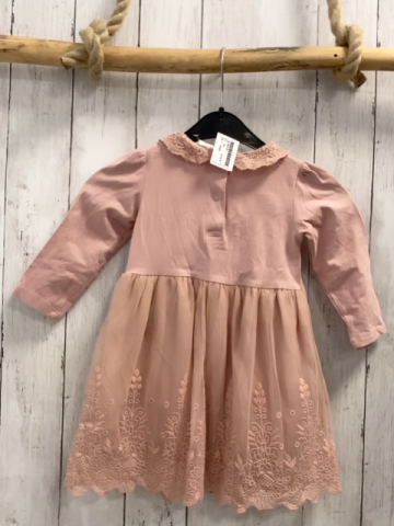H&M  Kleid  Gr. 86  rosa Tüllüberrock + Kragen mit Blumenstickreei 