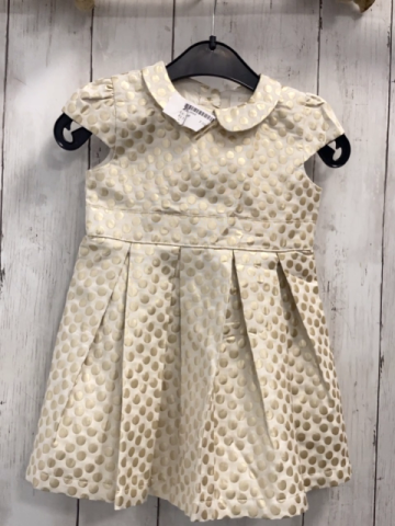   Kleid  Gr. 86  creme goldene glänzende Punkte Kragen 