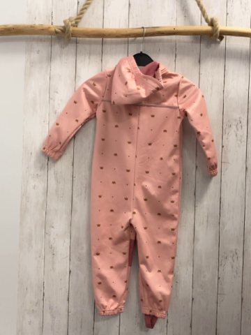 Kuniboo Softshelloverall Gr. 98  rosa goldene Kronen + Punkte Kapuze 