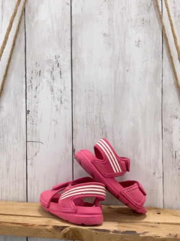 Adidas  Gummisandalen Gr. 21  pink weiße Streifen 