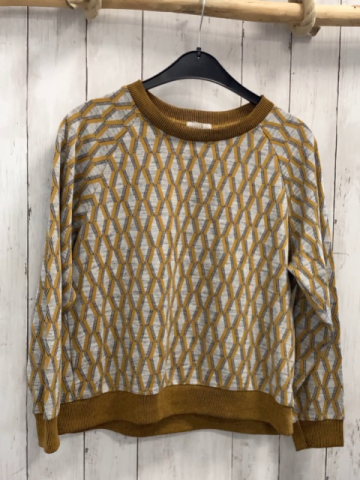 Cooperative Pullover Gr. M grau ocker Muster Strick