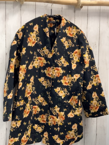 zara Mantel Gr. M/L schwarz große Blumen