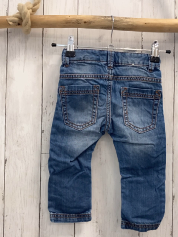 Benetton Hose  Gr. 80  blau Jeans weiße Bilder + Schrift Bund verstellbar 