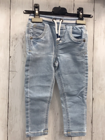   Hose  Gr. 80  hellblau Strick Strickbund mit Streifen + weißer Krodel