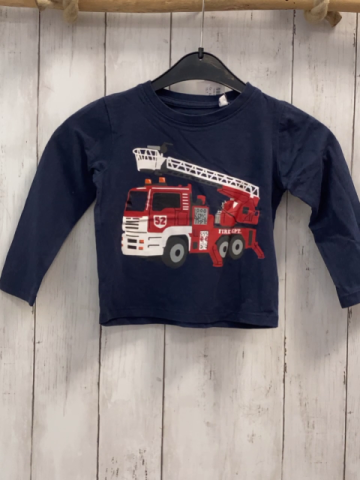   Langarmshirt  Gr. 92  blau Feuerwehrauto 