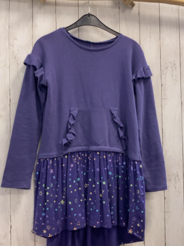 Benetton Kleid  Gr. 158  lila + Rock mit Glitzerpunkten