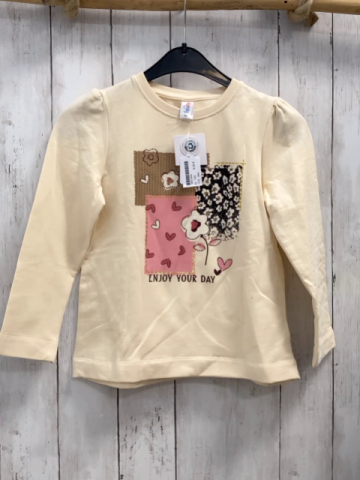 neu  Pullover  Gr. 122  creme bunte Quadrate mit Blumen 