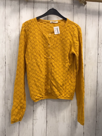 H&M Strickjacke Gr. 134  senf Lochmuster