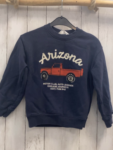 H&M  Pullover  Gr. 122/128  blau roter Pickup weiße Schrift 