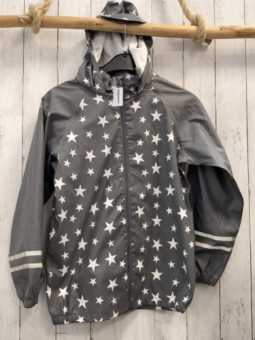 Scout  Regenjacke  Gr. 140  grau gummiert weiße Sterne 