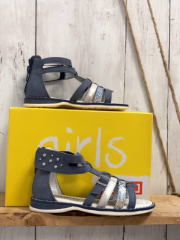 neu  Sandalen  Gr. 27  blau + silber + bunter Riemen silber Nieten an der Seite 