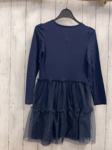  Kleid Gr. 134  blau Mäuse Tüllrock mit Glitzerpunkten