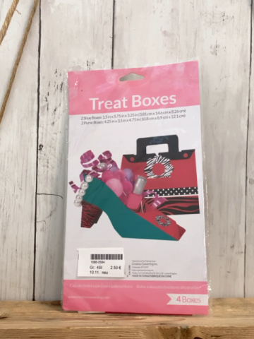 neu 4 Geschenkboxen  rot Taschenform + türkis Schuhform 