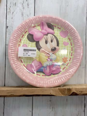 neu 8 Pappteller   rosa Minnie Mouse 