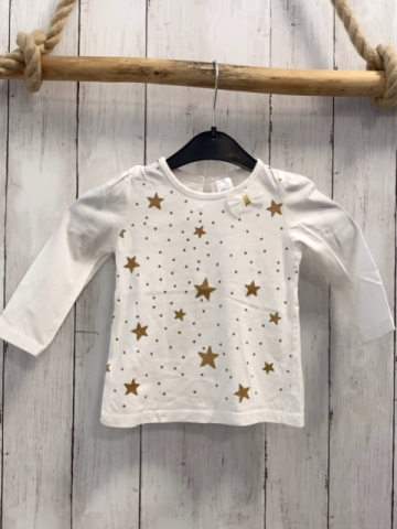   Langarmshirt  Gr. 80  weiß golden Glitzerpunkte + -sterne 