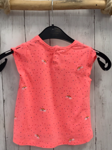 Zara  T-Shirt  Gr. 98  pink bunte Punkte silber Schrift 