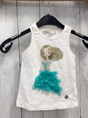 Mayoral  Top Gr. 92  weiß Mädchen mit türkis Kleid 